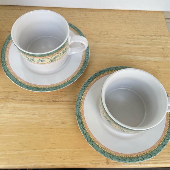 4 PC Pfaltzgraff French Quarter Coffee/Tea Cup and Plate 2 Sets China Like New - Picture 3 of 9